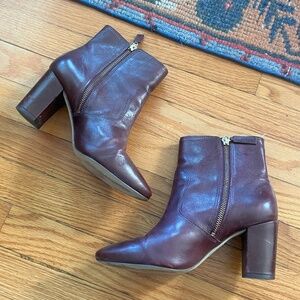 J.Crew Women's Italian Heeled Leather Boots size 7 Burgundy